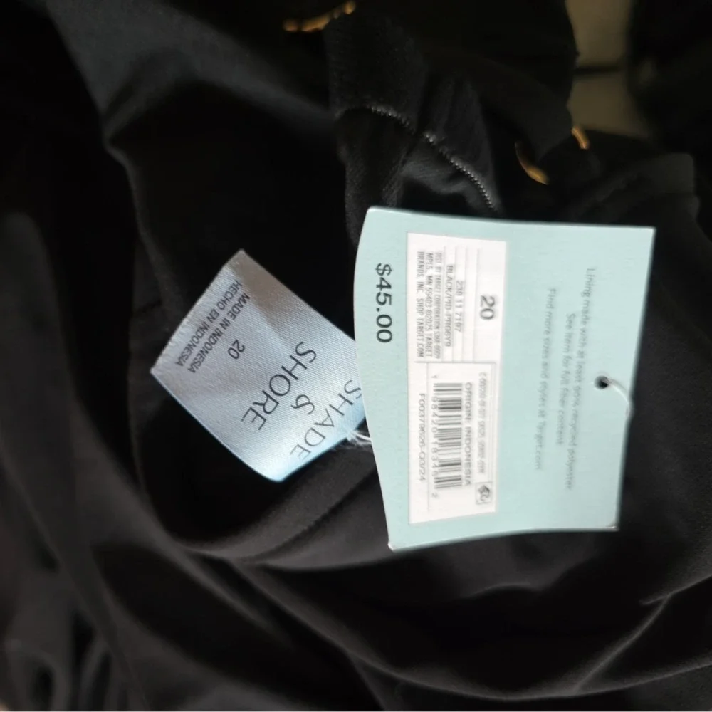 Womens Black Swim Romper Size 20W Blouson Tankini One Piece NWT (322)